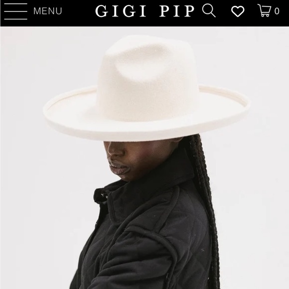 Cream/ivory Gigi Pip felt wide brim hat - Picture 4 of 12